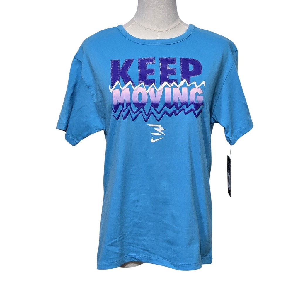 Nike 3Brand Russell Wilson Tee Youth Girls XL Blue Keep Moving Graphic Shirt